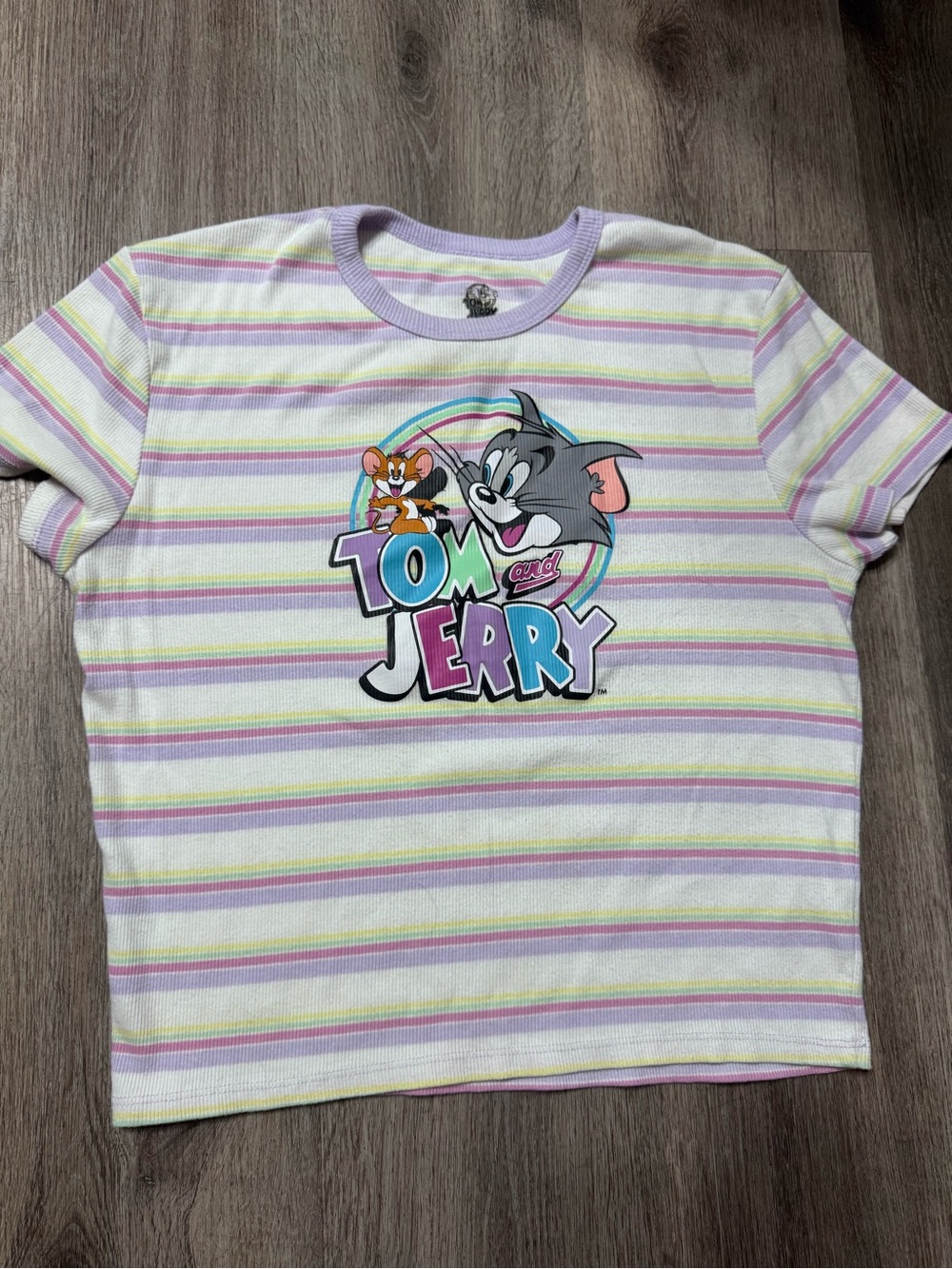 Tom and Jerry Juniors Striped Tee - Pastel Lilac